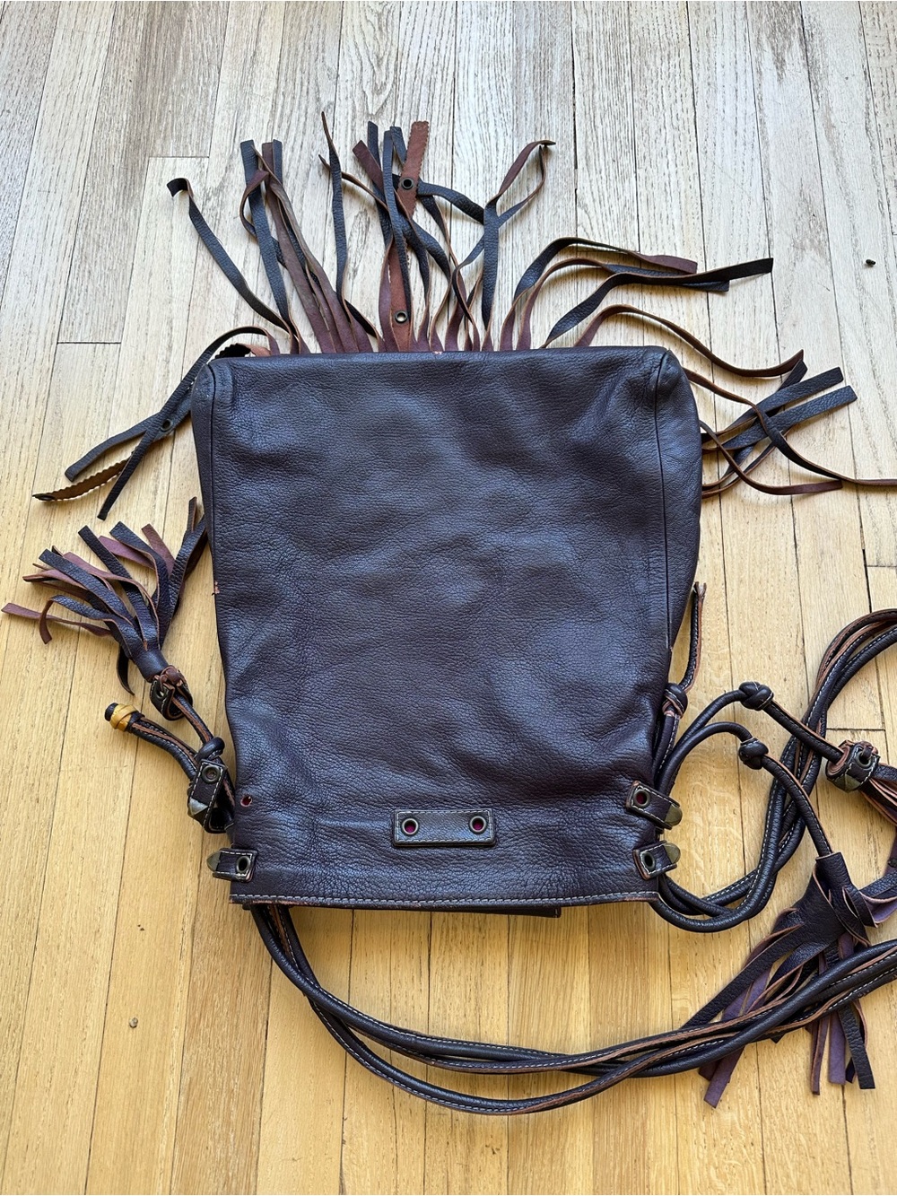 Vintage Emanuel Ungaro Patchwork Leather Fringe Crossbody Bag - Picture 4 of 9